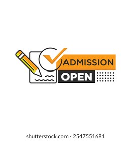 Admission open and check mark Badge vector template for social media post
