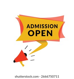 Admission open design elements. Vector colorful symbol for admission. Announcement or social post template.