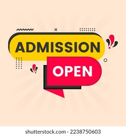admission open flat vector text for social media post template