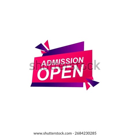 Admission open label vector logo