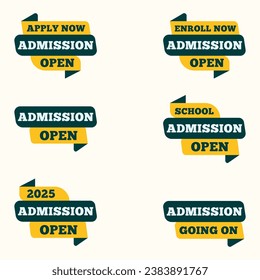 admission open labels badge flat design