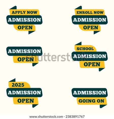 admission open labels badge flat design