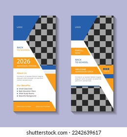 Admission open roll up banner design template back to school.Back to school roll up banner design, Admission open roll up banner design.eps