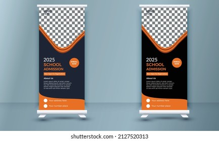Plantilla de publicación de banner de registro de admisión para diseño de plantilla vectorial de escuela, universidad, centro de entrenamiento
