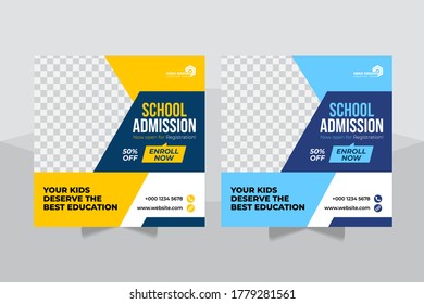 Admission Social Media Post, Back To School Admission Promotion Social Media Post Template Design, Education Advertisement