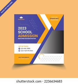 Admission social media post design template vector