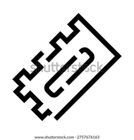 Admission ticket icon providing access for various events, including movies, concerts, or travel, designed with a clean, minimal black and white aesthetic for graphic applications