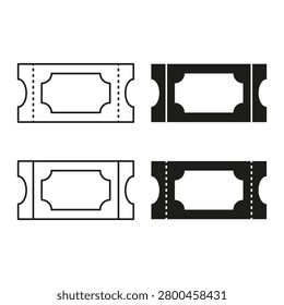 Admission ticket icon set in line and glyph styles vector. Graphic elements support cinema and event booking applications. EPS 10.