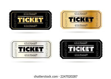 Admission ticket template set. Stripe tear-off stub entrance ticket with line pattern background. Vector design template for concert event, music show, performance, exhibition, raffle