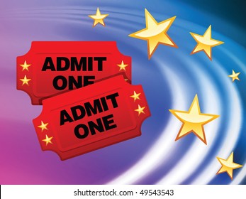 Admission Tickets on Abstract Liquid Wave Background Original Vector Illustration
