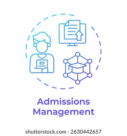 Admissions management blue gradient concept icon. Documentation organization, database. Round shape line illustration. Abstract idea. Graphic design. Easy to use in article, infographic