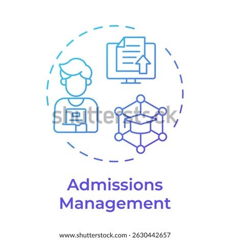 Admissions management blue gradient concept icon. Documentation organization, database. Round shape line illustration. Abstract idea. Graphic design. Easy to use in article, infographic