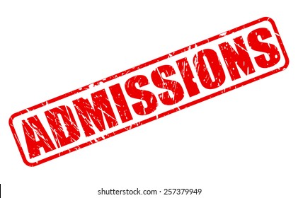 Admissions red stamp text on white