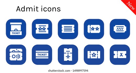 admit icon set. 10 filled admit icons.  Collection Of - Ticket office, Ticket