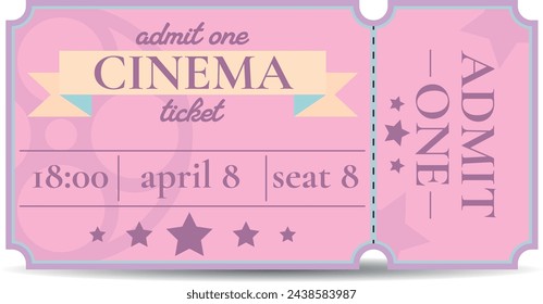 Admit One Cinema Ticket Pink