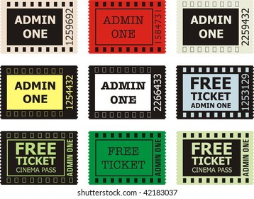 Admit One Cinema Ticket, vector on White Background