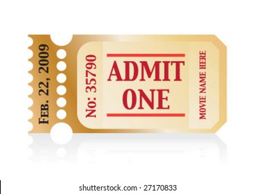 Admit one movie ticket with date and serial number