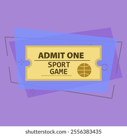 Admit one sport game ticket vector. Basketball match, competition, stadium. Tickets concept. Vector illustration can be used for topics like entertainment, leisure, sport