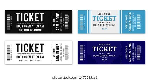 Admit one ticket design template. Concert, party or festival ticket design template. Ticket isolated on white background