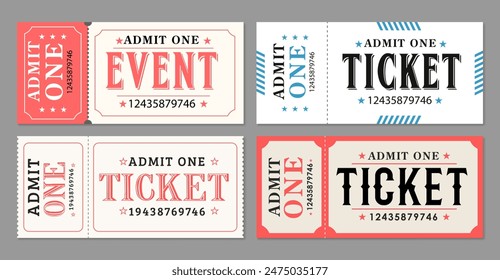 Admit one ticket design template. Concert, party or festival ticket design template. Ticket isolated on gray background