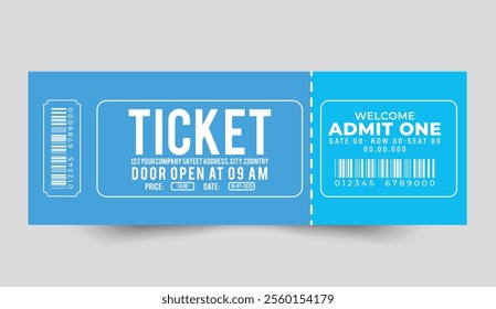 Admit one ticket design template. Concert, party, or festival ticket design template. Ticket isolated on gray background