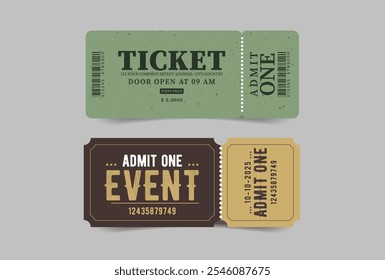 Admit one ticket design template.concert and festival event, movie theater coupon.