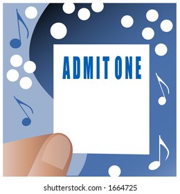 admit one ticket held in hand illustration room for your input