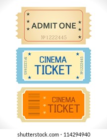 Admit One. Ticket Isolated on a White Background. Clean Style.