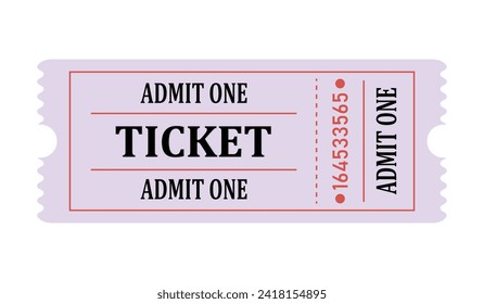 Admit one ticket in light pink color with serial number.