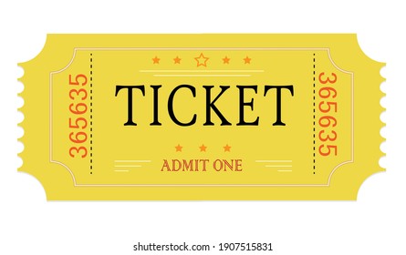 Admit One Ticket. Retro style. Vector graphic.