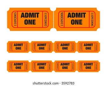 Admit one tickets. Easy to edit colors and numbers. Vector Illustration