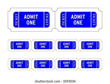 Admit one tickets. Easy to edit colors and numbers. Vector Illustration