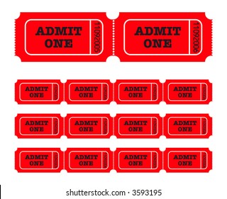 Admit one tickets. Easy to edit colors and numbers. Vector Illustration