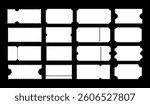 Admit one tickets mockups. Empty flat templates. Ticket pattern for cinema, circus, theater, festival, casino, club. Boarding simple blanks, lottery, sale minimalist coupons. Blanks backgrounds layout