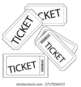 Admit one tickets mockups. Empty flat templates. Ticket pattern for cinema, circus, theater, festival, casino, club. Boarding simple blanks, lottery, sale minimalist coupons