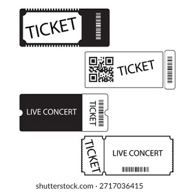 Admit one tickets mockups. Empty flat templates. Ticket pattern for cinema, circus, theater, festival, casino, club. Boarding simple blanks, lottery, sale minimalist coupons