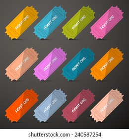 Admit One Tickets Retro Vector Set on Dark Background