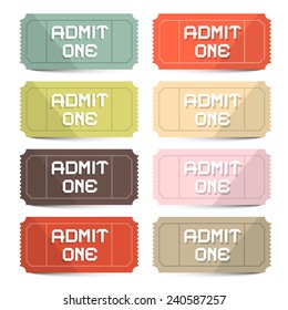 Admit One Tickets Retro Vector Set Stock Vector (Royalty Free ...