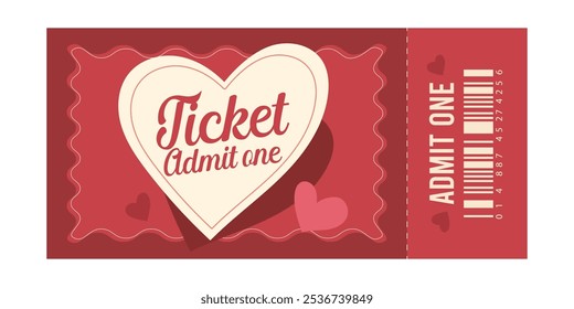 Admit One Valentine Vintage ticket isolated Retro