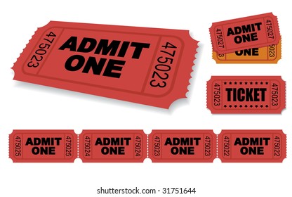 Admit One Vector Ticket Set