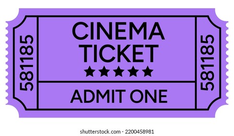 Admit One Violet Cinema Ticket