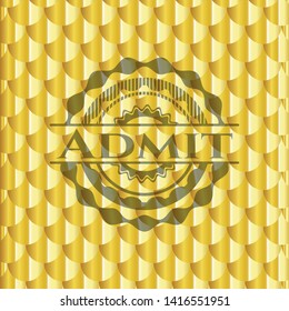 Admit shiny golden emblem. Scales pattern. Vector Illustration. Detailed.