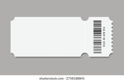 Admit ticket mockup. Empty flat template Ticket. For cinema, sale coupon, circus, theater, festival. Minimalist coupon. Isolated background