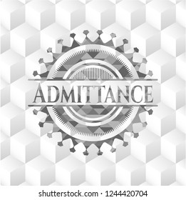 Admittance grey emblem. Vintage with geometric cube white background