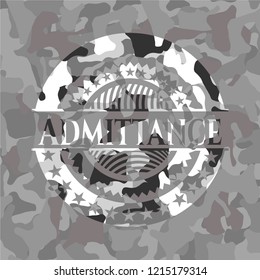 Admittance on grey camo pattern