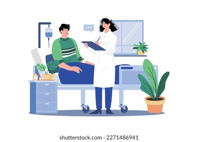 Admitted Sick Person Illustration concept on white background