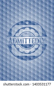 Admittedly blue emblem or badge with abstract geometric pattern background. Vector Illustration. Detailed.