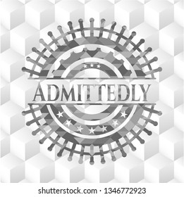 Admittedly grey emblem. Vintage with geometric cube white background
