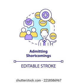 Admitting shortcomings concept icon. Gain business strengths. Psychological effect abstract idea thin line illustration. Isolated outline drawing. Editable stroke. Arial, Myriad Pro-Bold fonts used