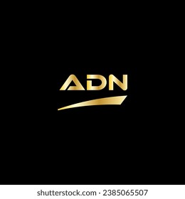 ADN Anfangsbuchstaben Logo auf schwarzem Hintergrund mit goldener Farbe. moderne Schriftart, minimalste, 3 Buchstaben Logo, sauber, EPS Datei für Website, Business, Unternehmen. ADN moderne Logo-Vorlage in Illustrator.